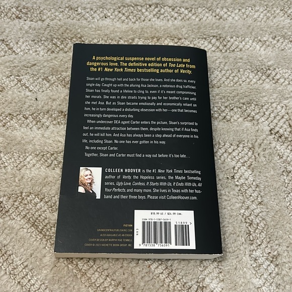 Too Late Colleen Hoover book - Picture 2 of 2